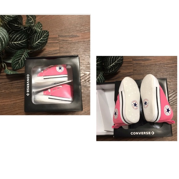 CONVERSE CRIB PINK BABY BOOTIES SOFT BOTTOM SIZE 1 - Picture 2 of 6